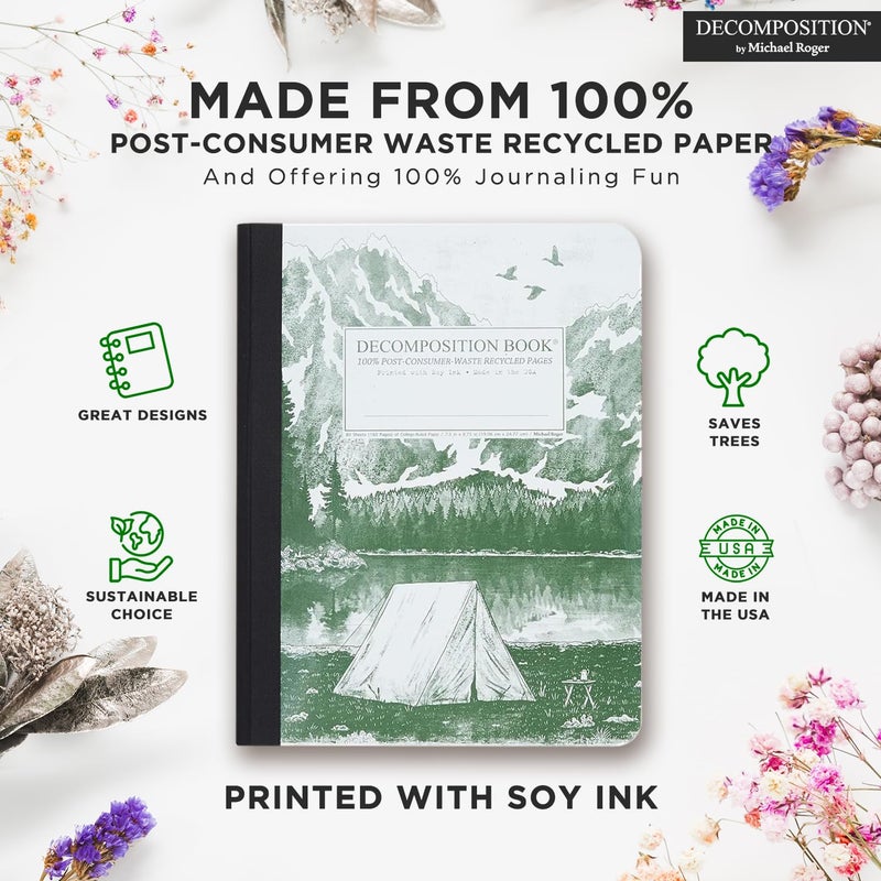 Decomposition Mountain Lake College Ruled Composition Notebook - 9.75 x 7.5 Journal with 160 Lined Pages - Notebooks for School Supplies, Home & Office - 100% Recycled Paper - Made in USA - Image 3
